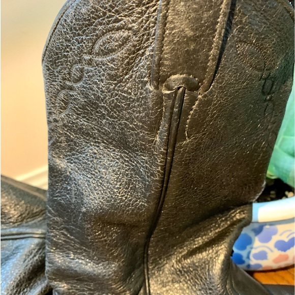 Larry Mahan Cowboy Western Boot Black Leather Sz 10.5E ElPaso Texas Handcrafted - Picture 11 of 14